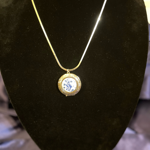 Blue and White Pendant on Sterling Silver Chain - Picture 4 of 8